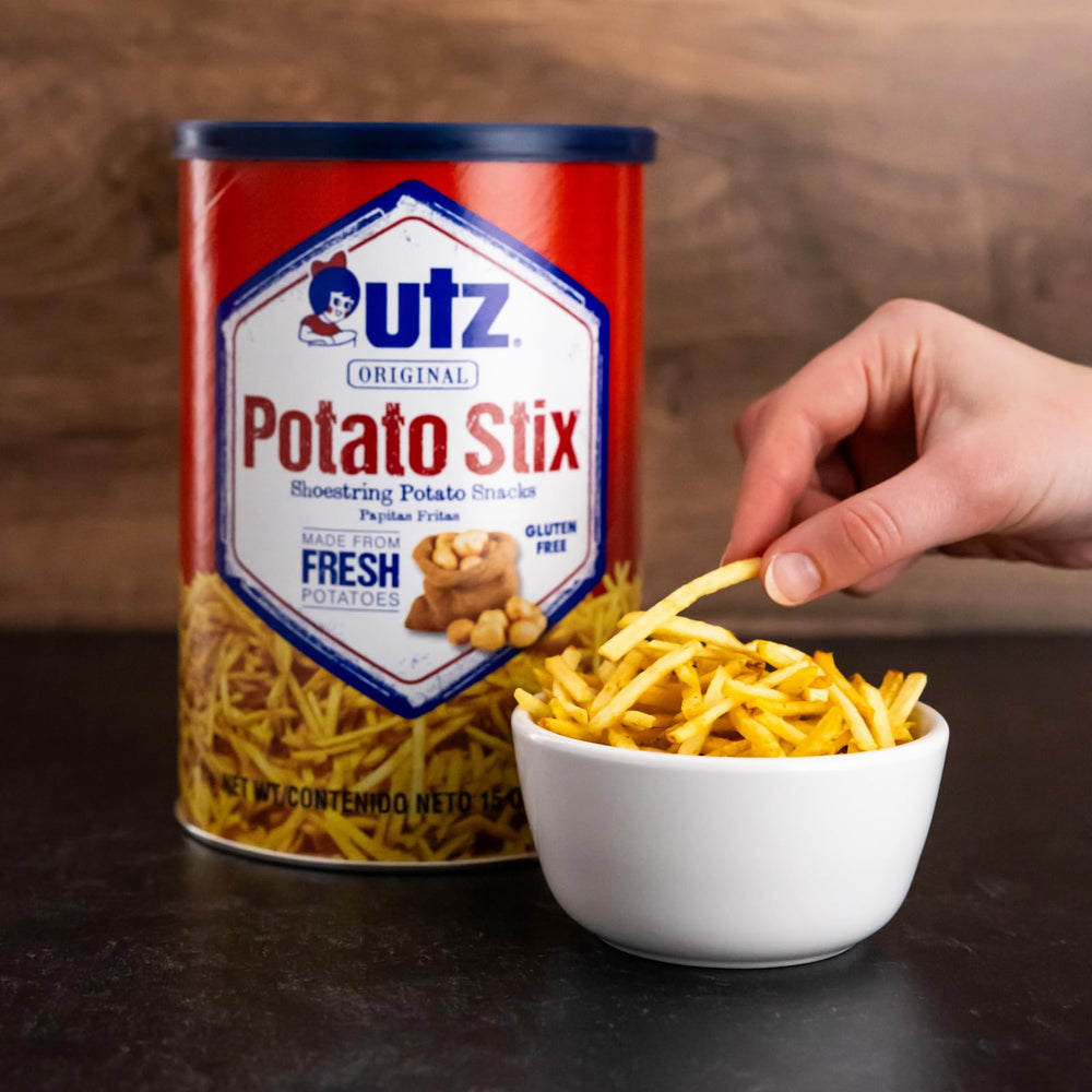 Utz Potato Stix Original served with dipping ideas.