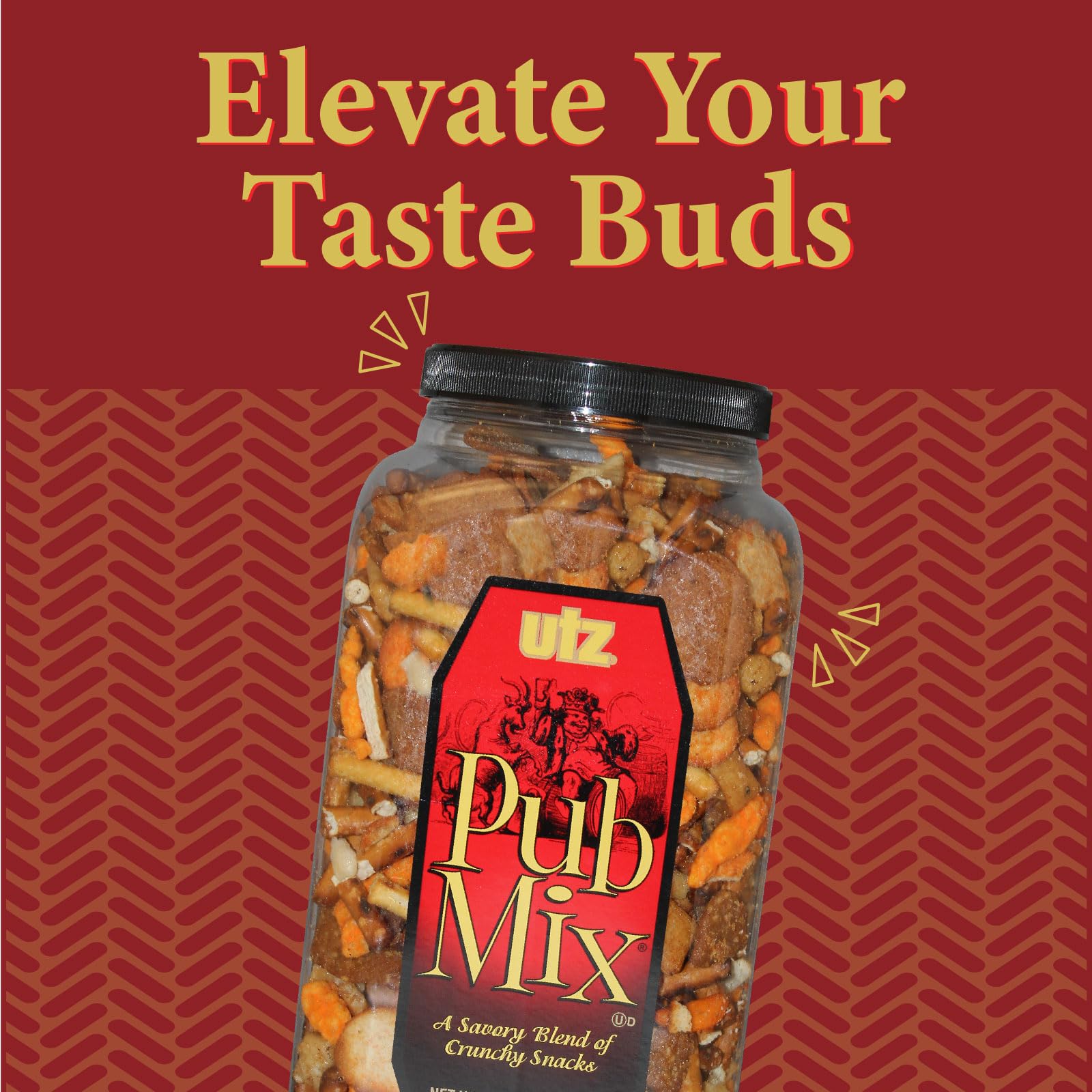 Utz Pub Mix nacho-flavored bagel chips, bold pub-style flavor for game night