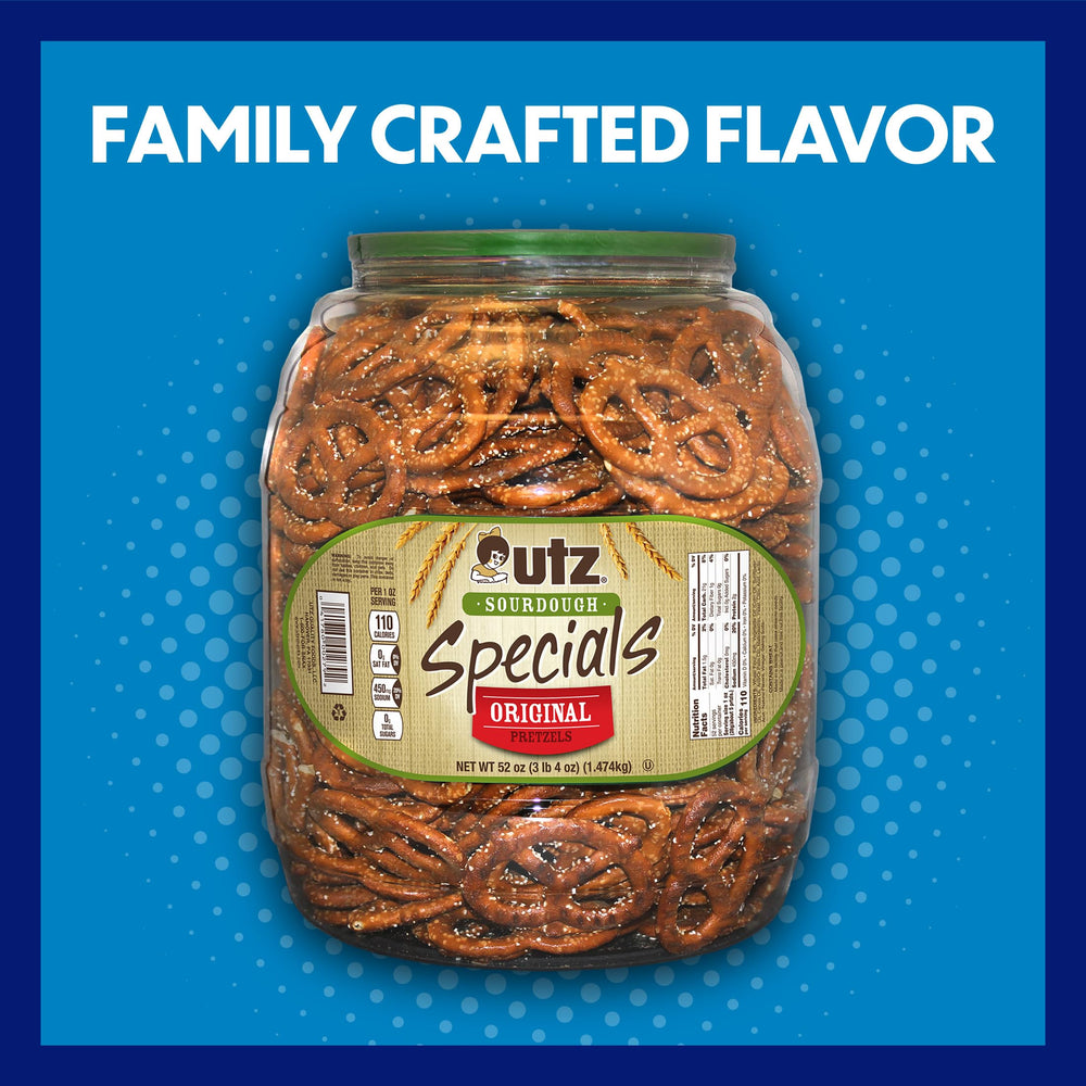 Utz kosher-certified pretzels in a convenient bulk container.