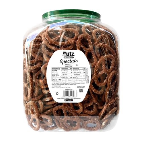 Re-sealable Utz barrel keeps pretzels fresh for parties and movie nights.