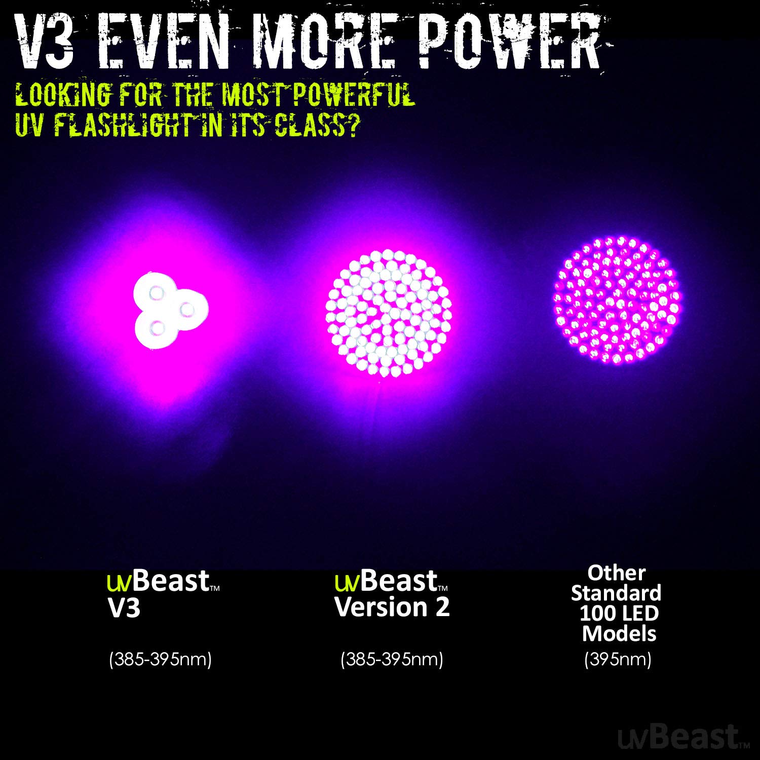 uvBeast V3 fluorescence test reaching 135 feet for ink verification