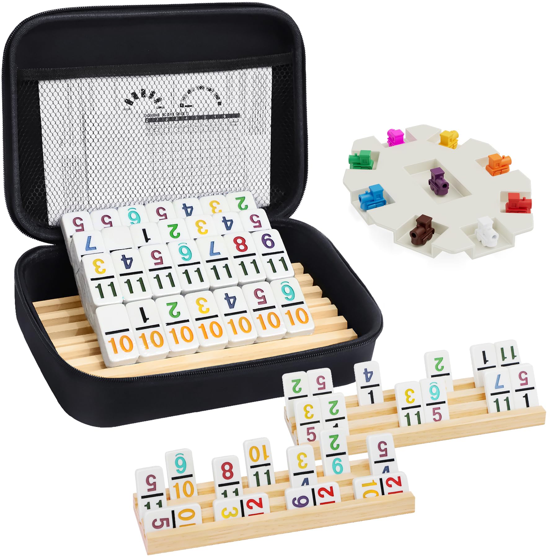uvcany mexican train dominoes tiles showcase 91 colorful dominoes for family game night, great bonding.