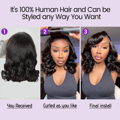 UVVUVV pre-plucked 14-inch bob wig ready to wear.