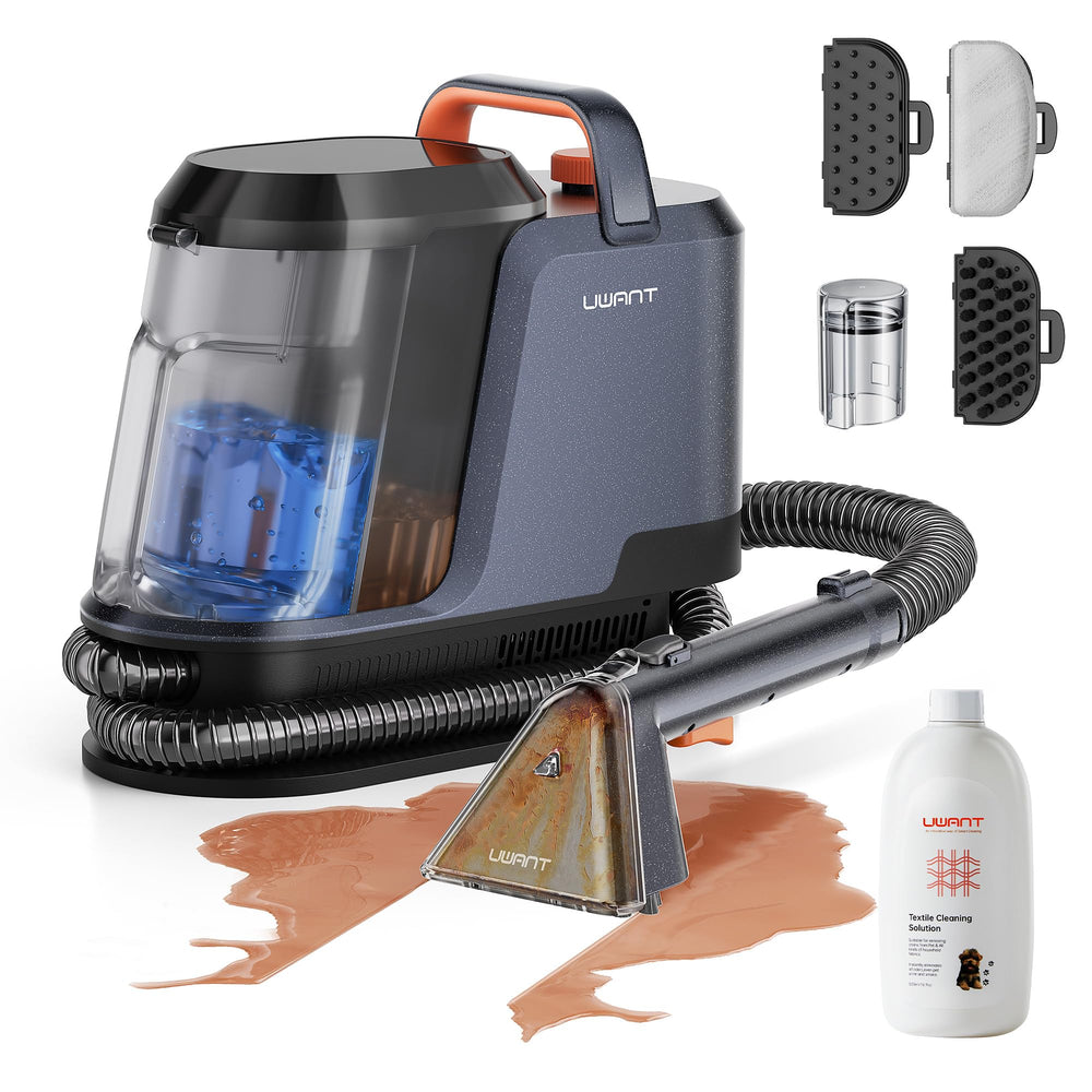 Uwant 18KPa suction removing deep stains from a rug.