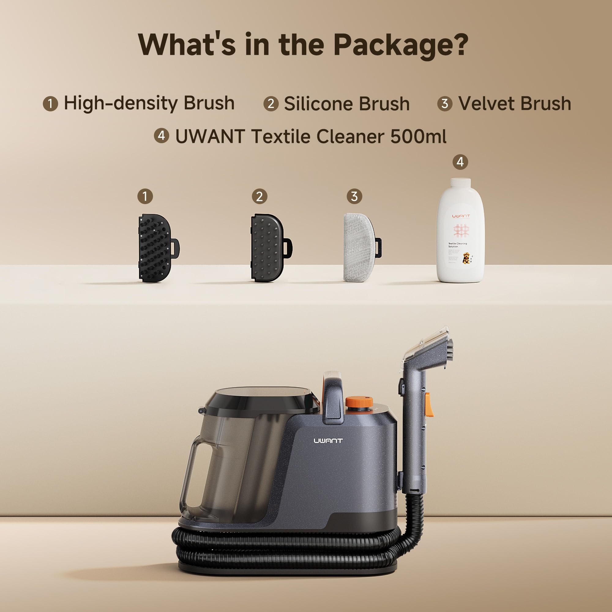 Uwant compact cleaner stored in a cabinet.
