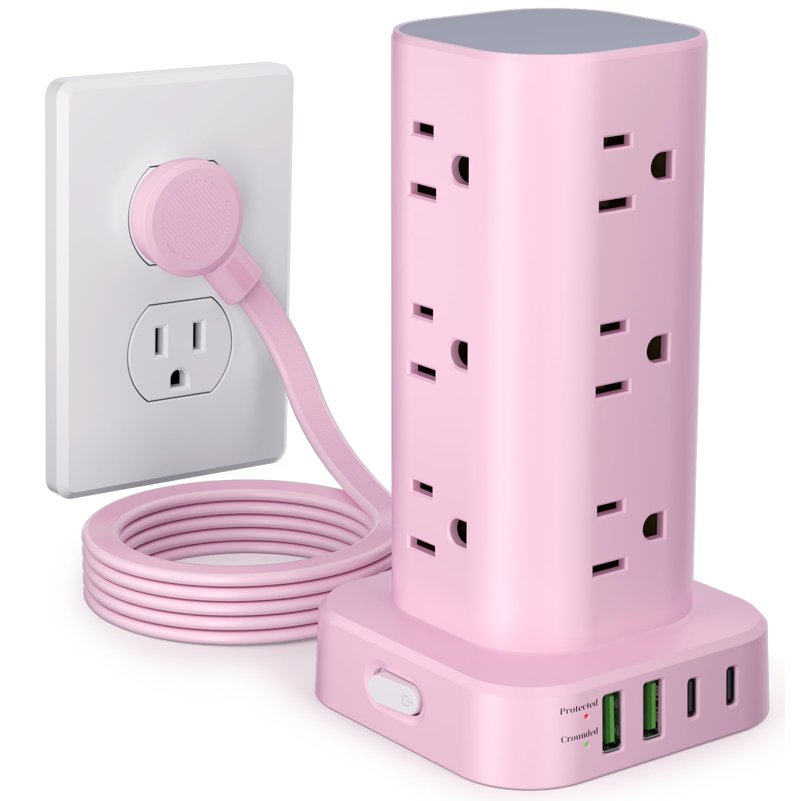 UWIWUTEI power strip tower with 12 outlets for organized desk charging
