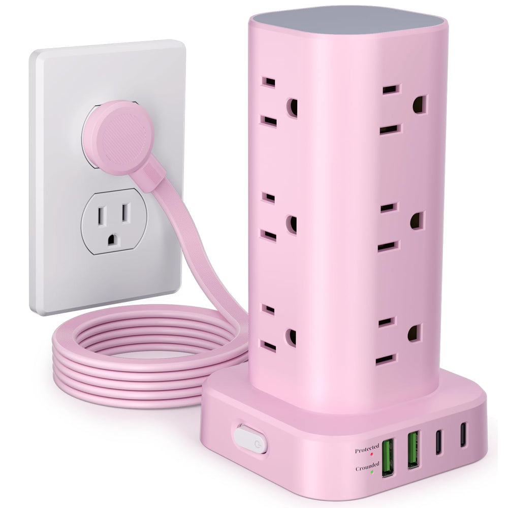 UWIWUTEI power strip tower with 12 outlets for organized desk charging