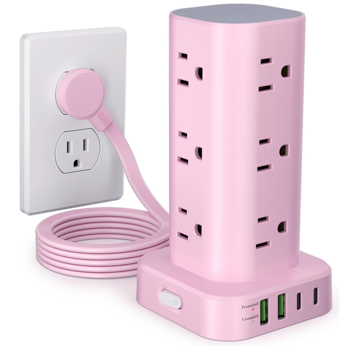 UWIWUTEI power strip tower with 12 outlets for organized desk charging