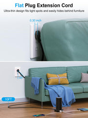 UWIWUTEI Power Strip Tower USB ports delivering fast charging for phones and tablets.