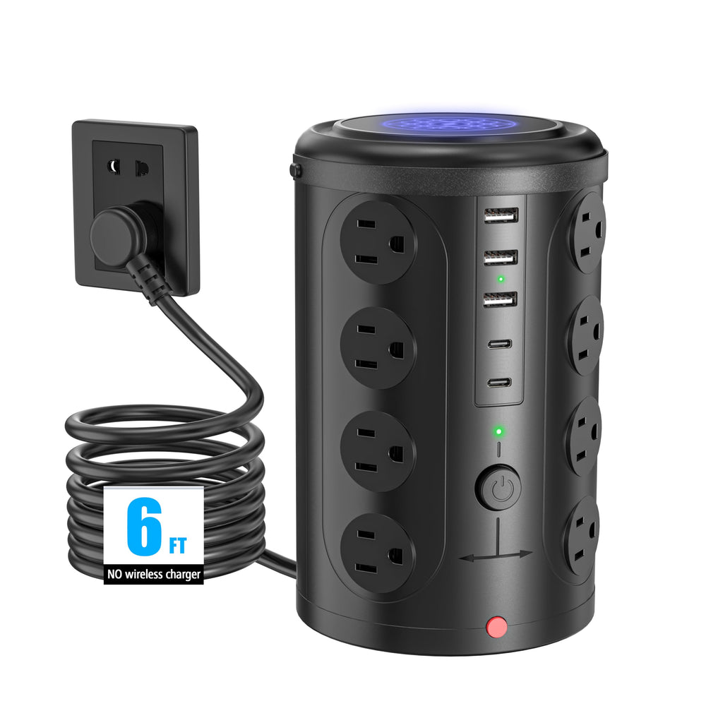 UWIWUTEI tower power strip with 16 outlets and six-foot cord for versatile charging