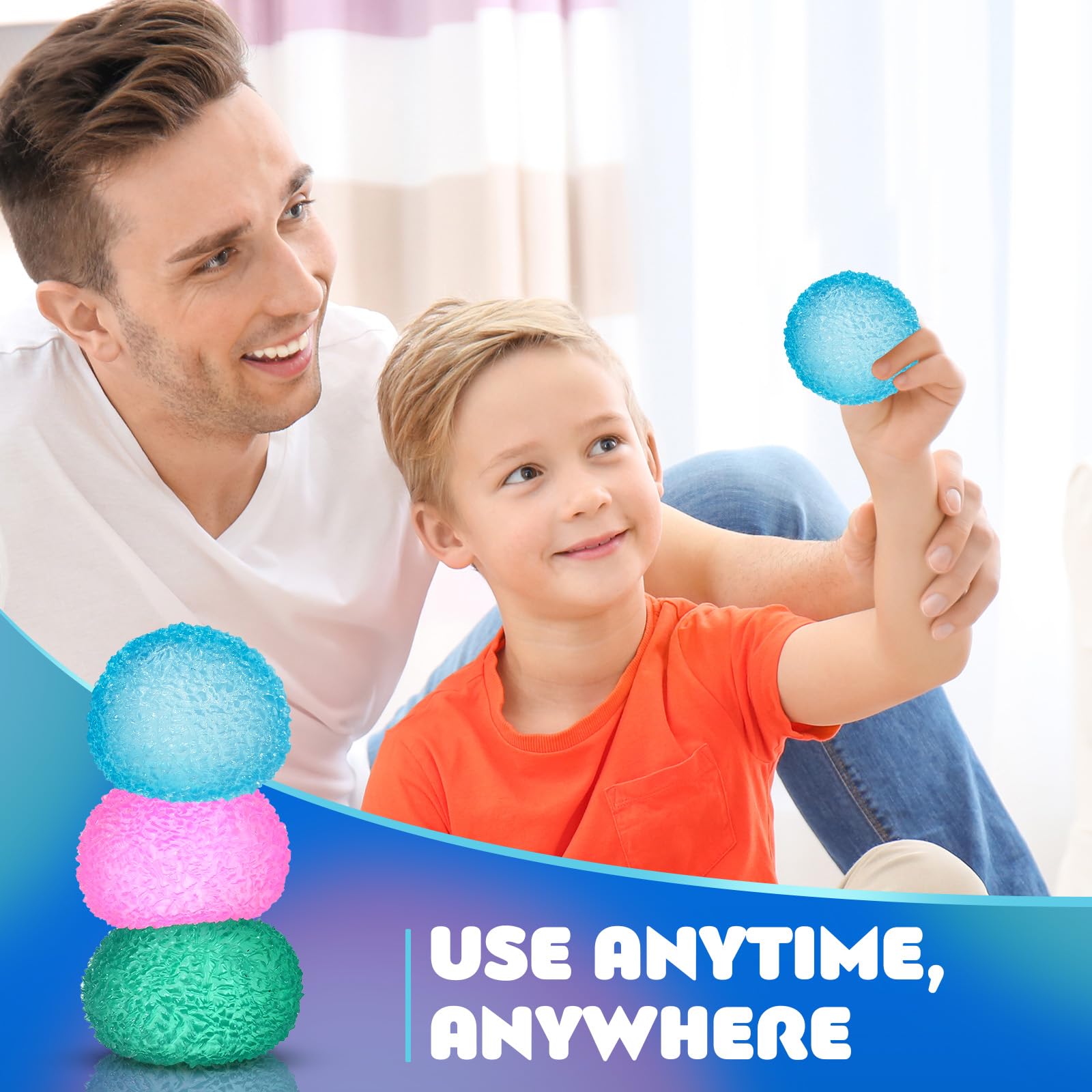 UWKNHS 3pc stress balls pack image emphasizes portable, travel-friendly sensory toys