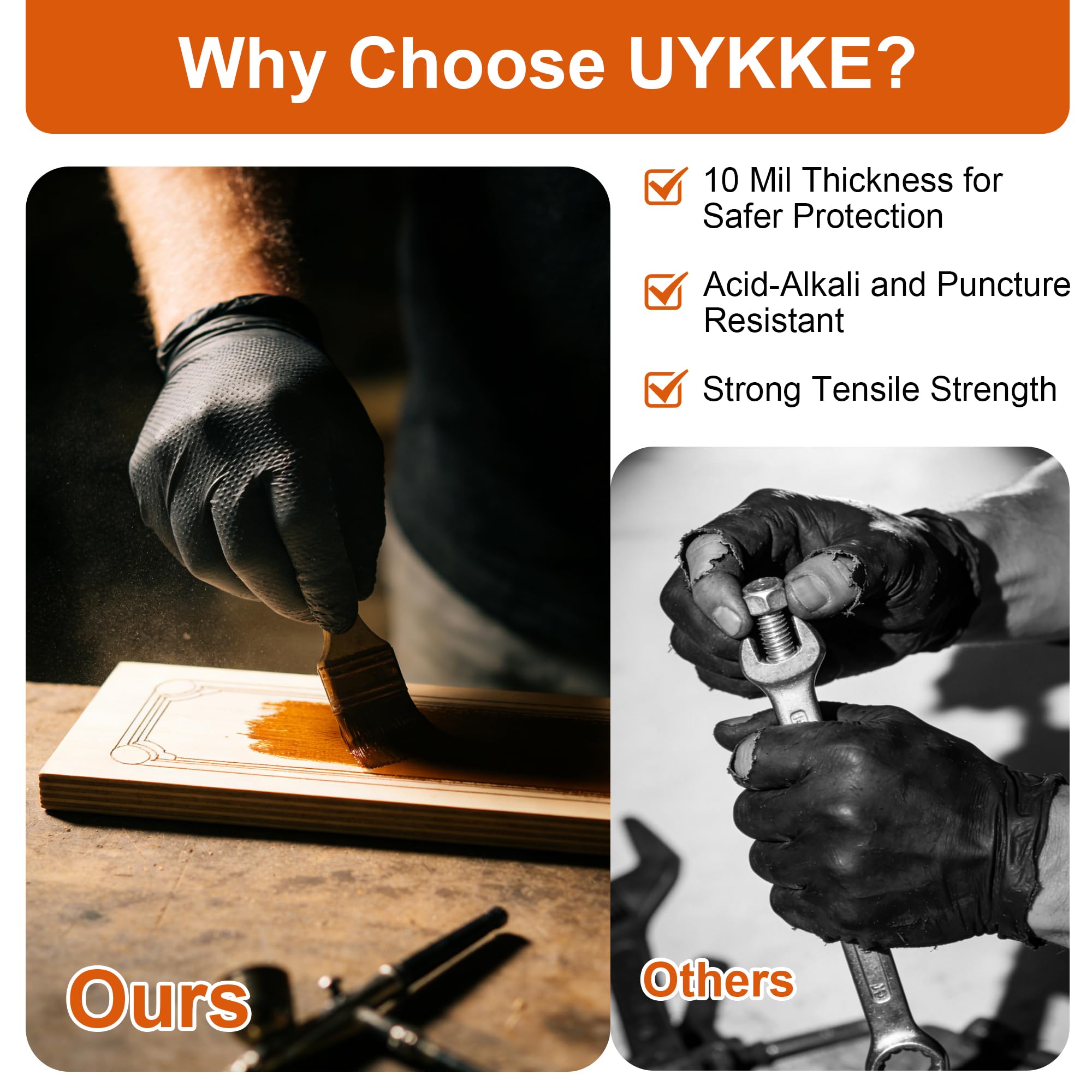 UYKKE food-handling nitrile gloves safe for food prep and service