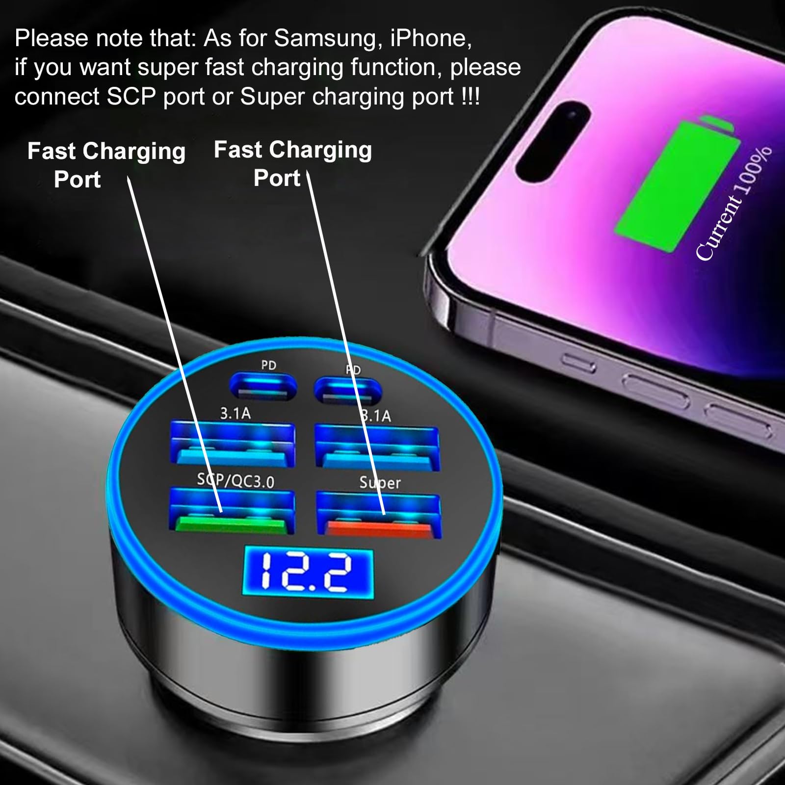 UYUXIO voltage display monitors car battery status in real-time.
