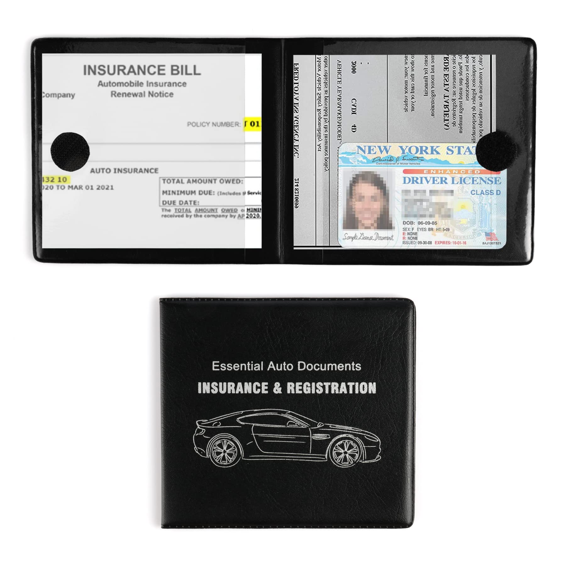 UYYE car registration holder with glovebox for quick document access.