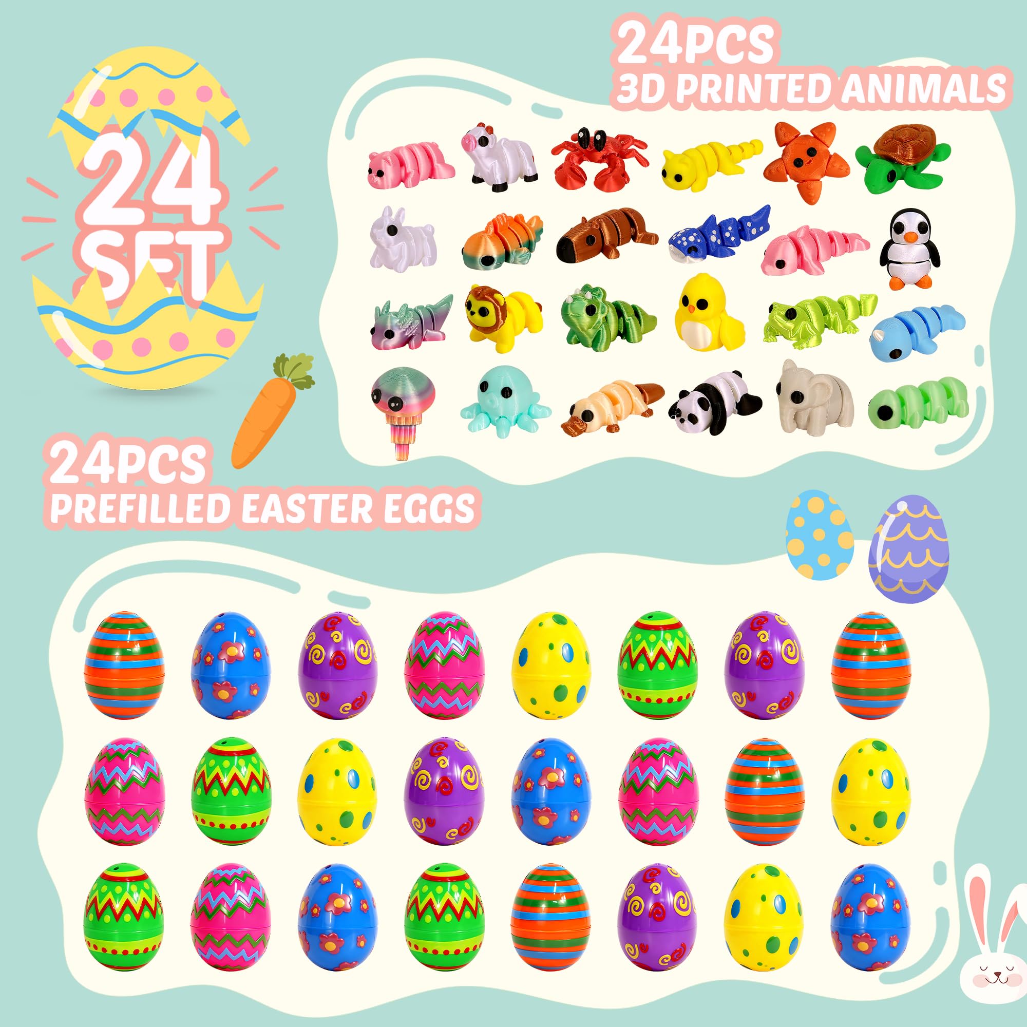 U-Zomir 3D printed animal figures accompany kids during Easter egg discovery.
