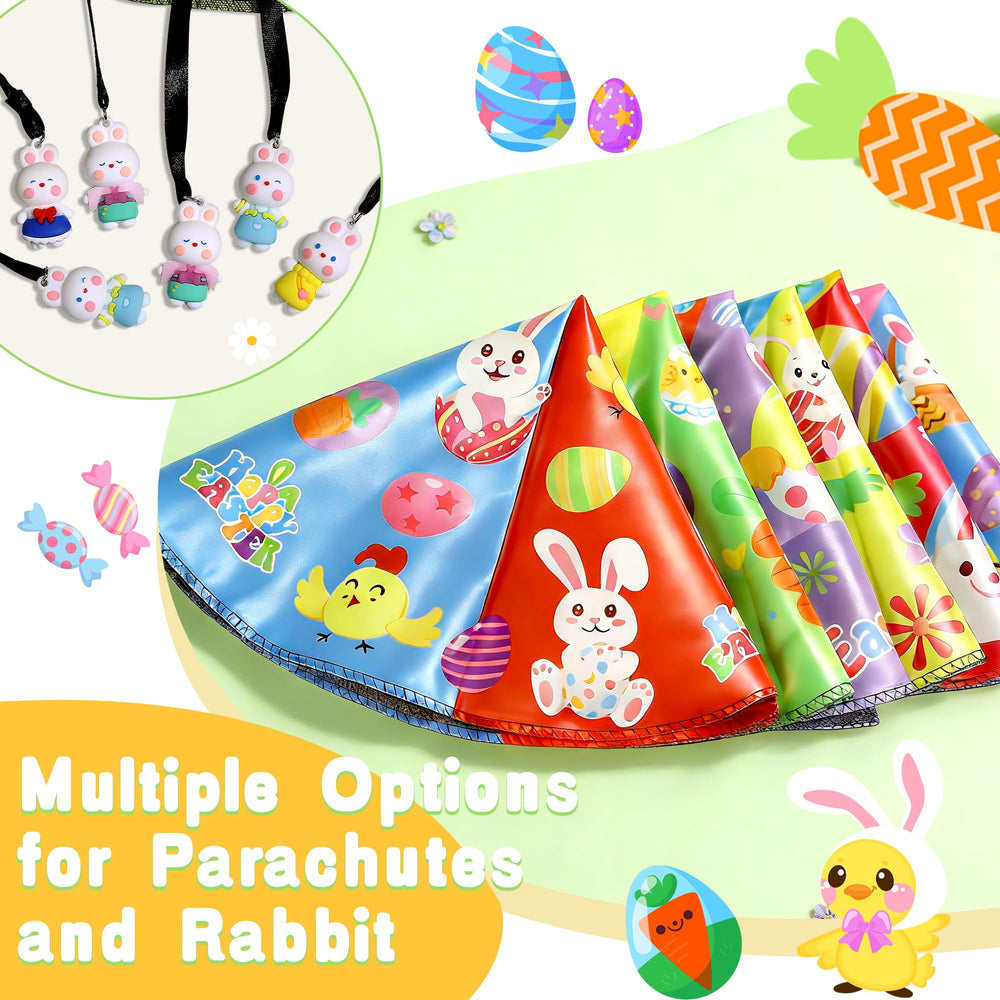 U-Zomir parachute toys with attached bunny figures for easy outdoor play