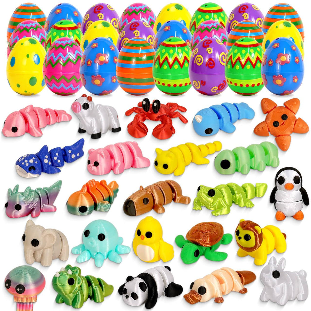 U-Zomir prefilled eggs feature mini 3D animals for lively Easter hunts.