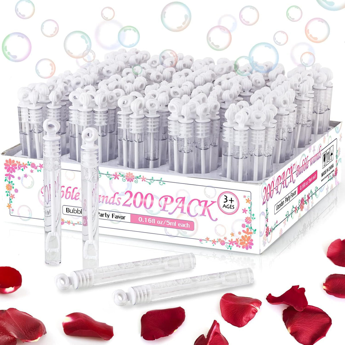 Uzoxlsn 200-pack mini bubble wands white for festive wedding send-offs.