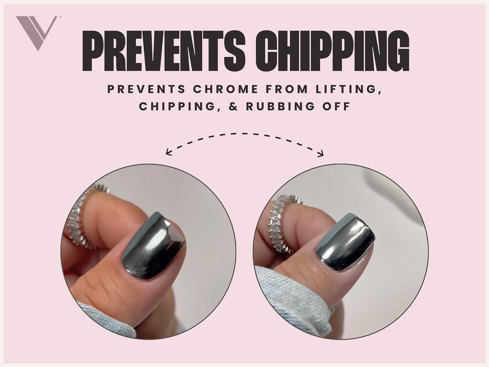 V Beauty Pure chrome bond gel ensures solid adhesion.