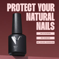 V Beauty Pure Gel Base Coat on natural nails with a protective glossy look