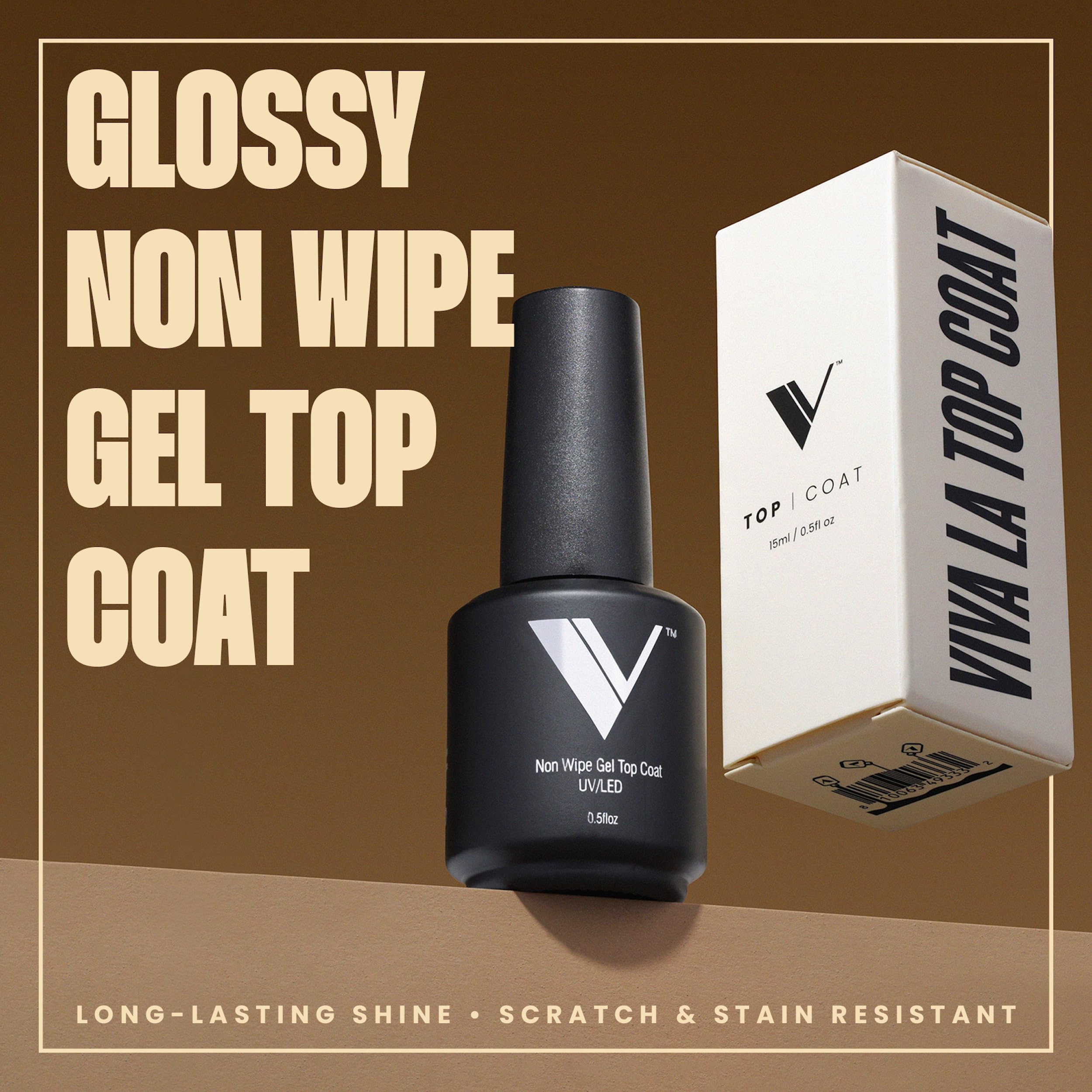 V Beauty Pure No Wipe Top Coat brush stroke delivers smooth, residue-free application