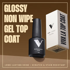 V Beauty Pure No Wipe Top Coat brush stroke delivers smooth, residue-free application