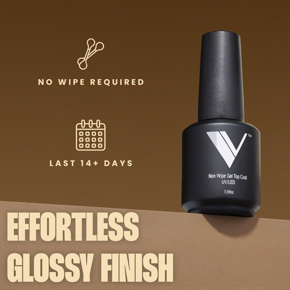 V Beauty Pure No Wipe Top Coat glossy finish enhances color vibrancy
