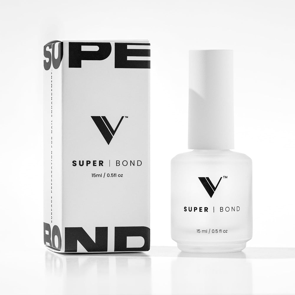 V Beauty Pure Super Bond Primer bottle ready for long-lasting nail prep.