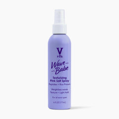 V&Co Wave Babe pink salt spray bottle for beachy, touchable waves.