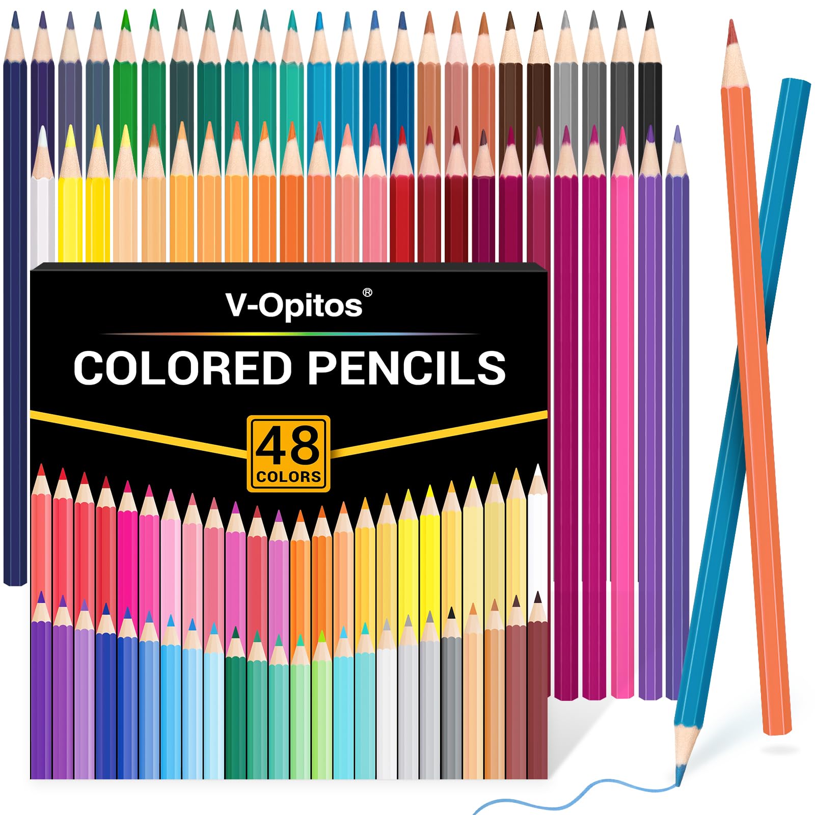 V-Opitos 48-pack colored pencils set delivers bright colors for detailed coloring and shading.