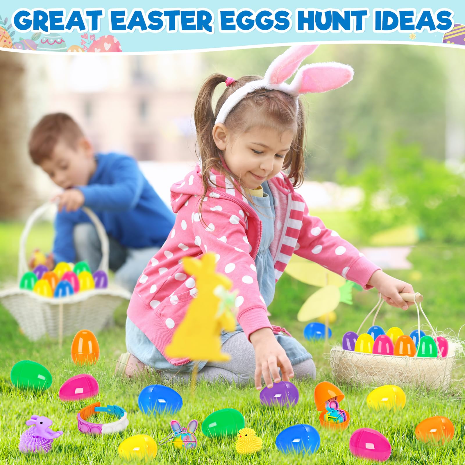 V-Opitos bunny stretchy strings inside Easter egg for tactile play