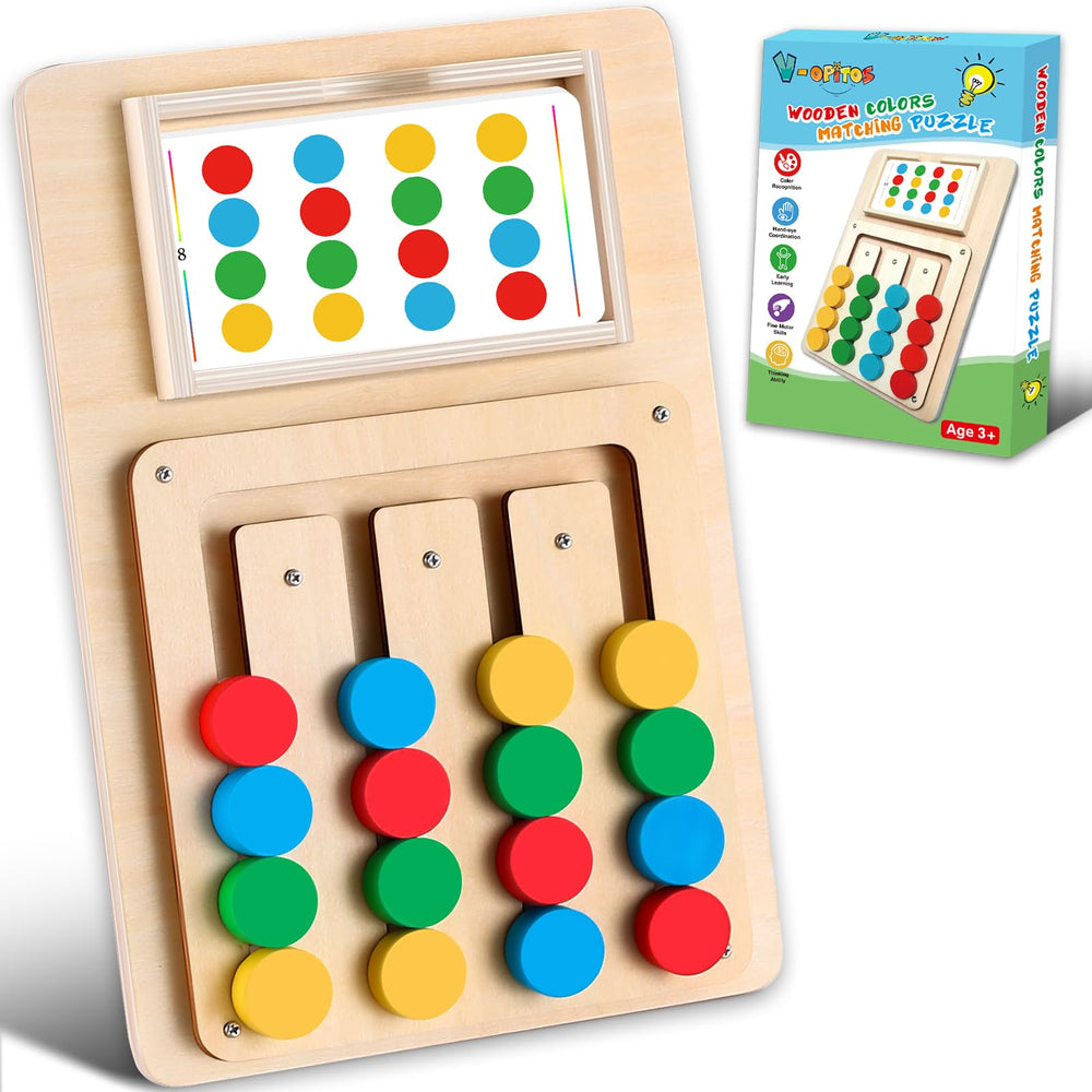 V-Opitos color matching puzzle cards help kids visualize patterns during play.