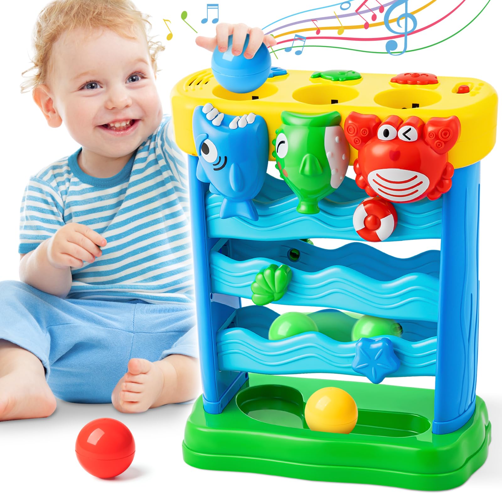 V-Opitos shark feeding toy activates interactive sounds to engage toddlers.