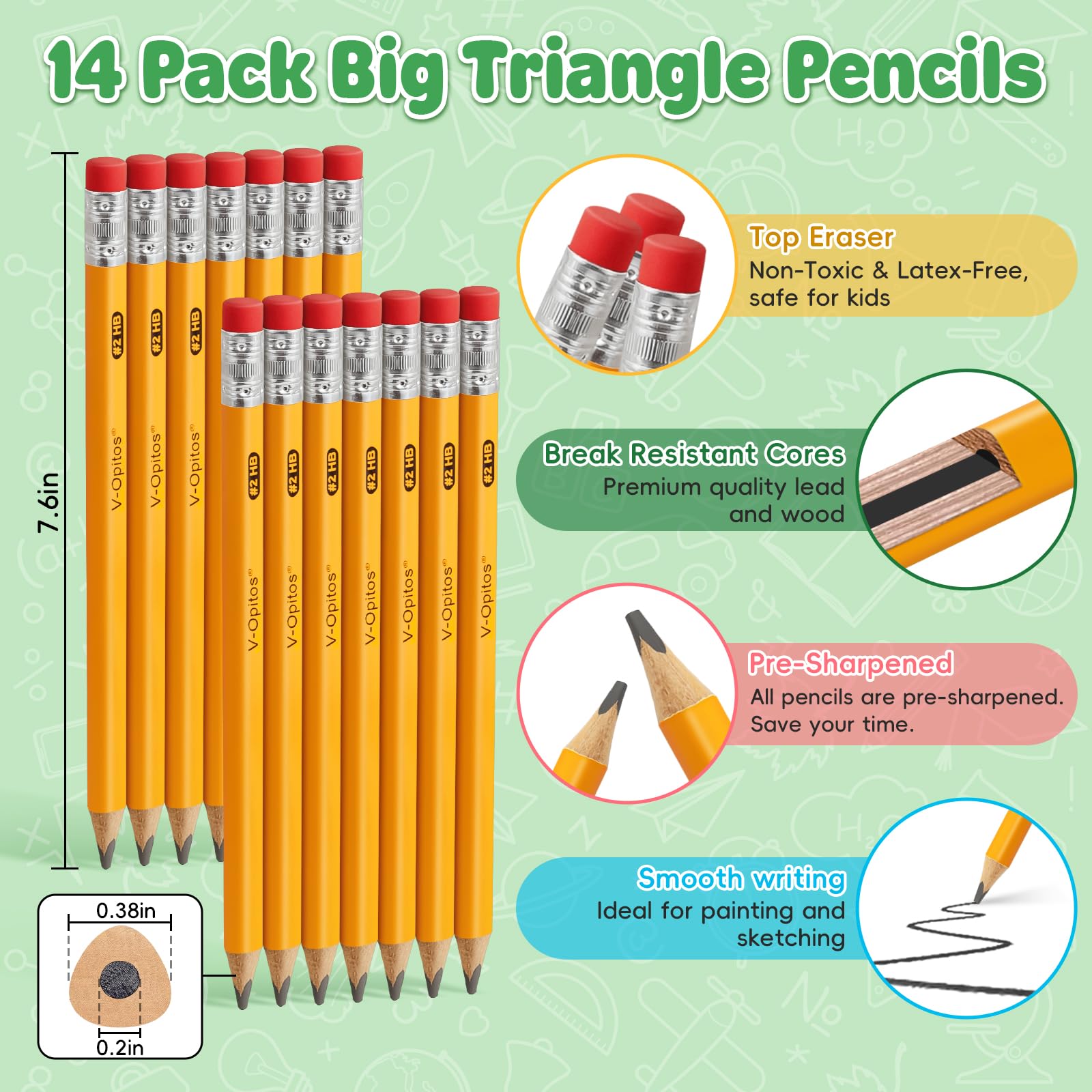 V-Opitos pencil with eraser end for easy corrections.