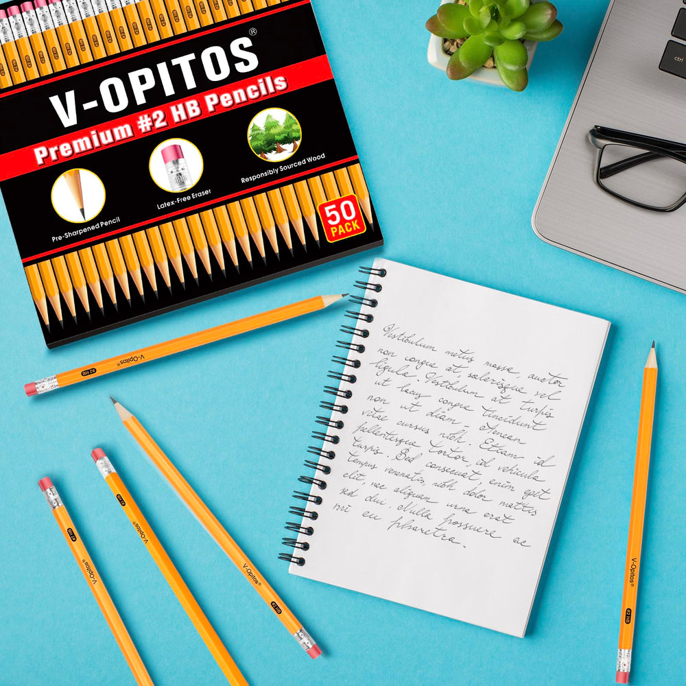 V-Opitos pre-sharpened 2HB pencils ready to write.