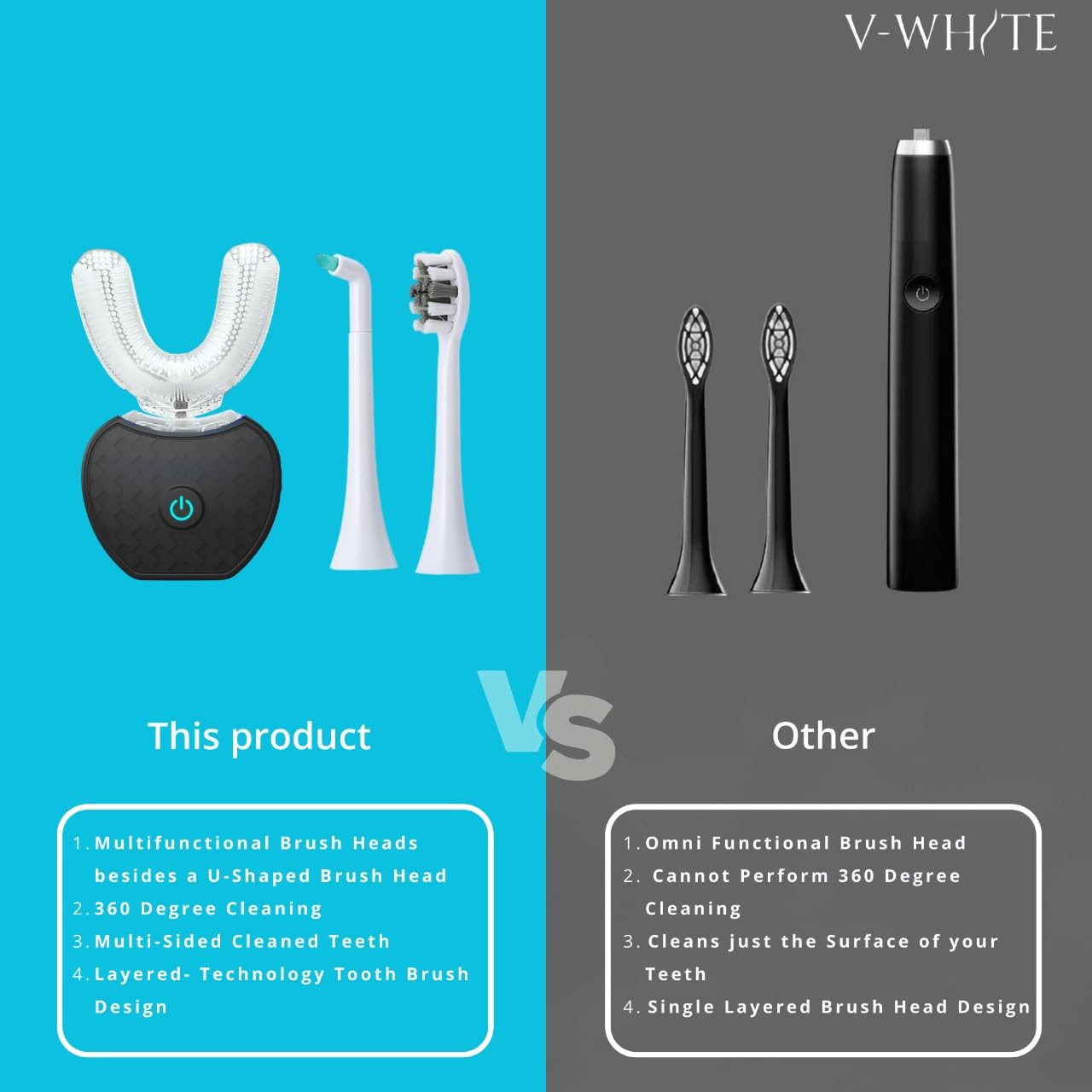 V-WHITE IPX7 waterproof design enables safe use in the shower.