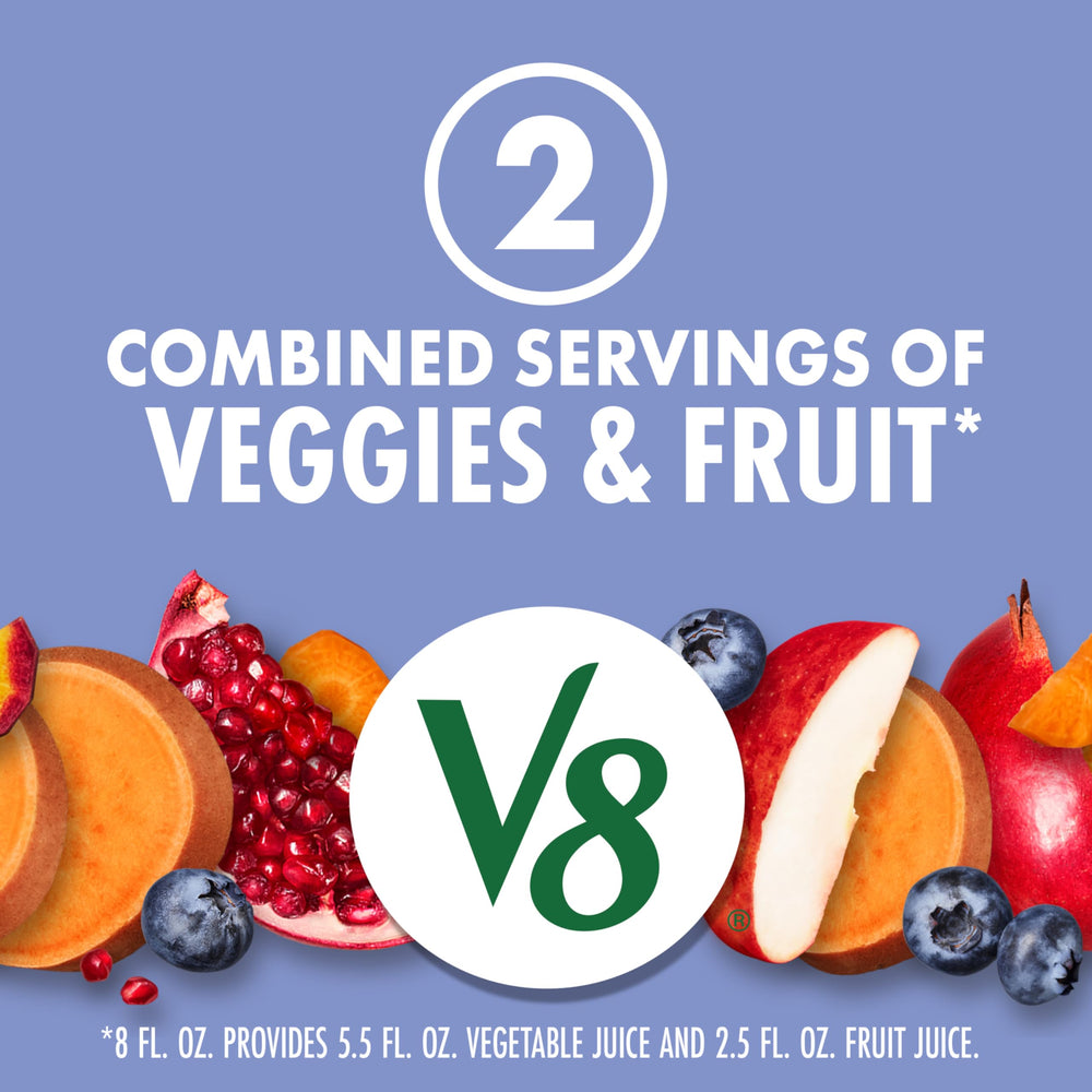 V8 Blissfully Berry being poured into a glass, appealing and refreshing