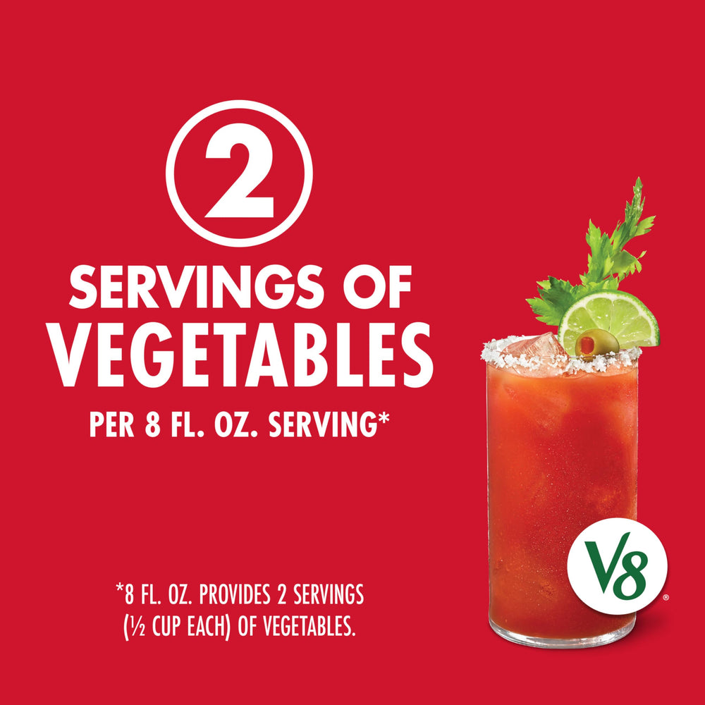 V8 Bloody Mary Mix being poured into a glass for a flavorful cocktail