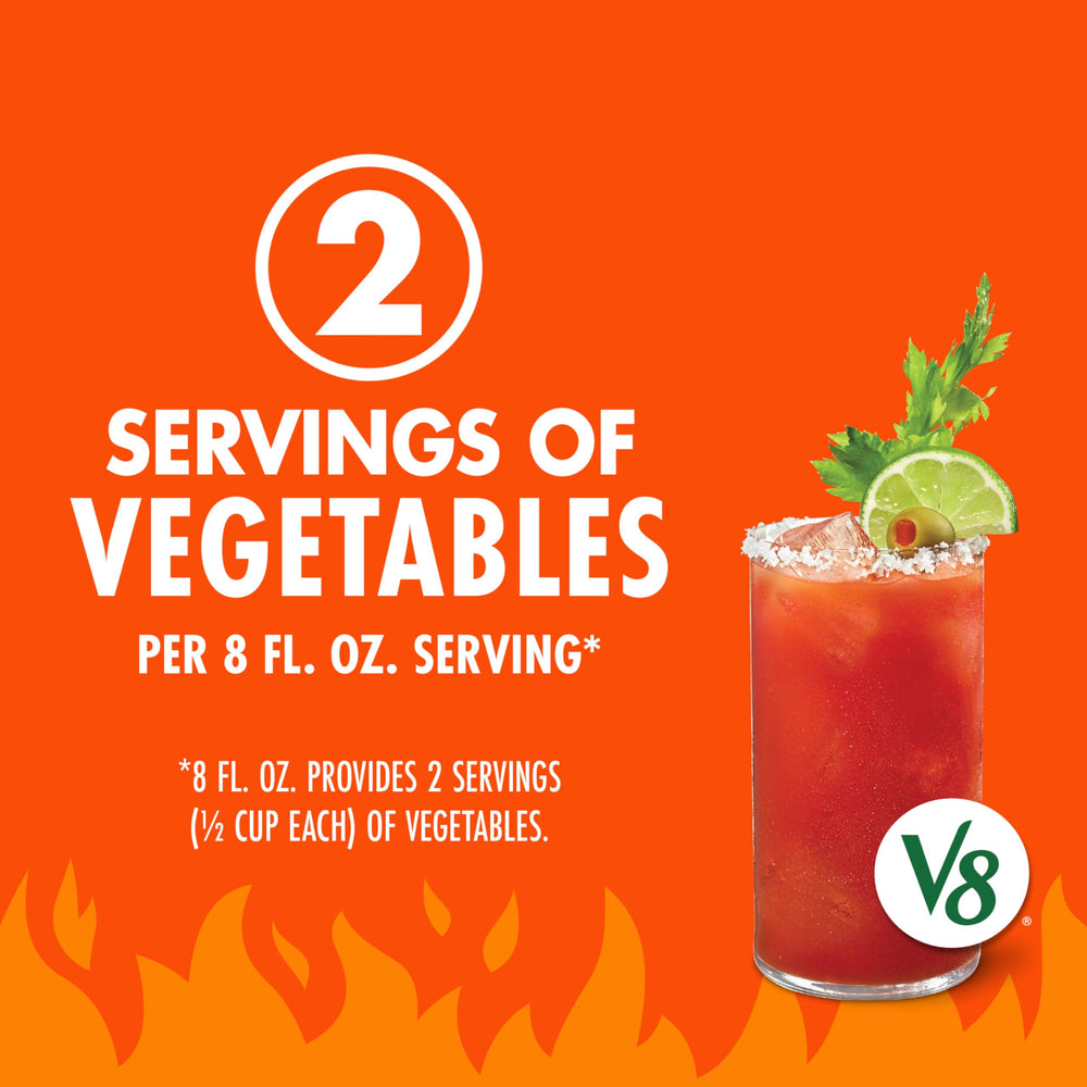 V8 Bloody Mary Spicy Mix being poured for a ready-made cocktail
