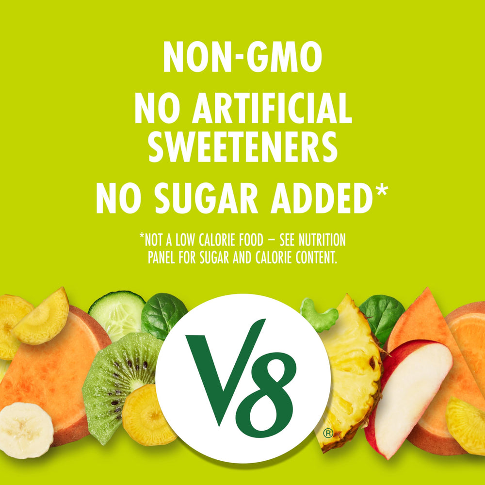 V8 Deliciously Green provides two veggie-and-fruit servings per 8 oz for everyday nourishment