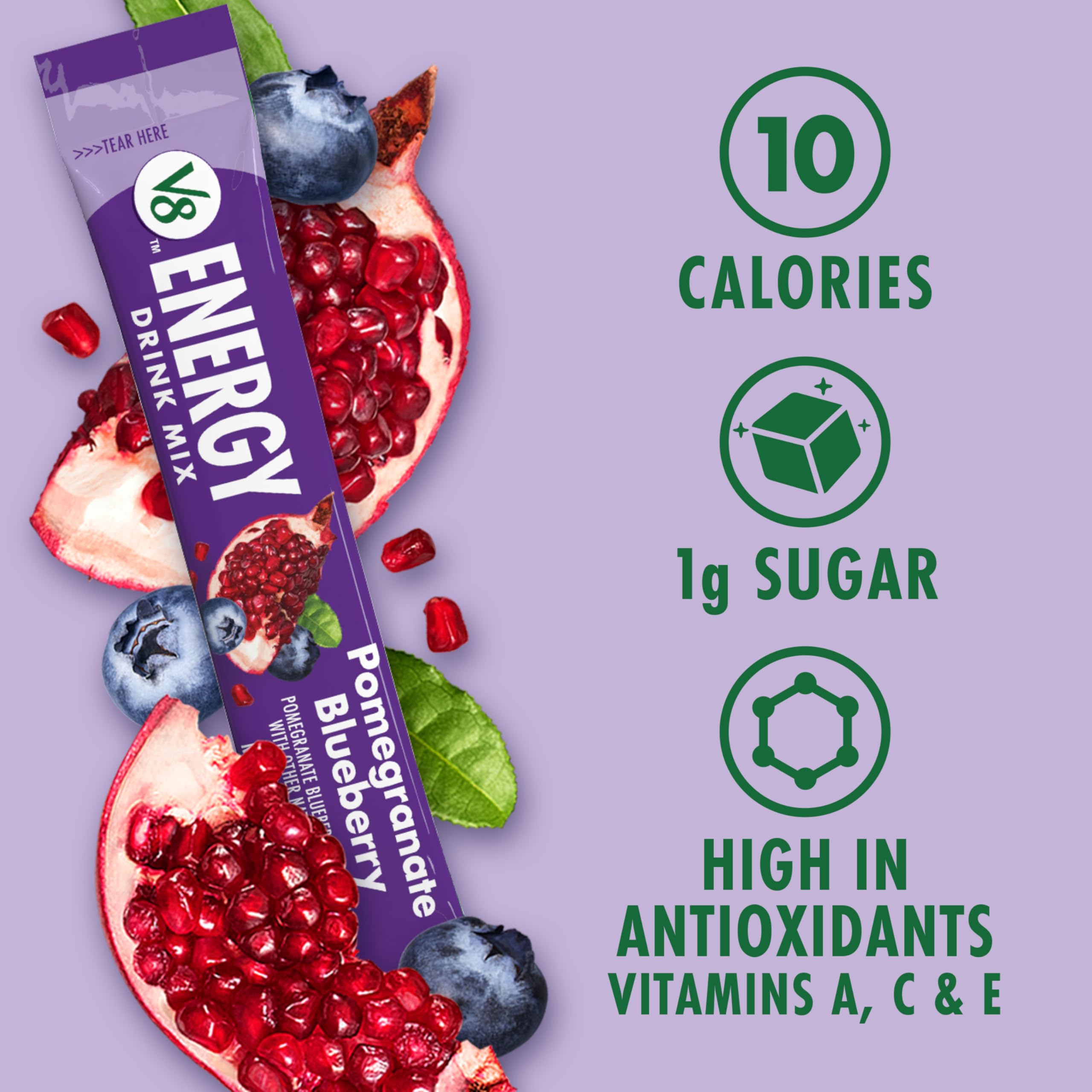 V8 Energy delivers 80 mg caffeine per serving for steady alertness.