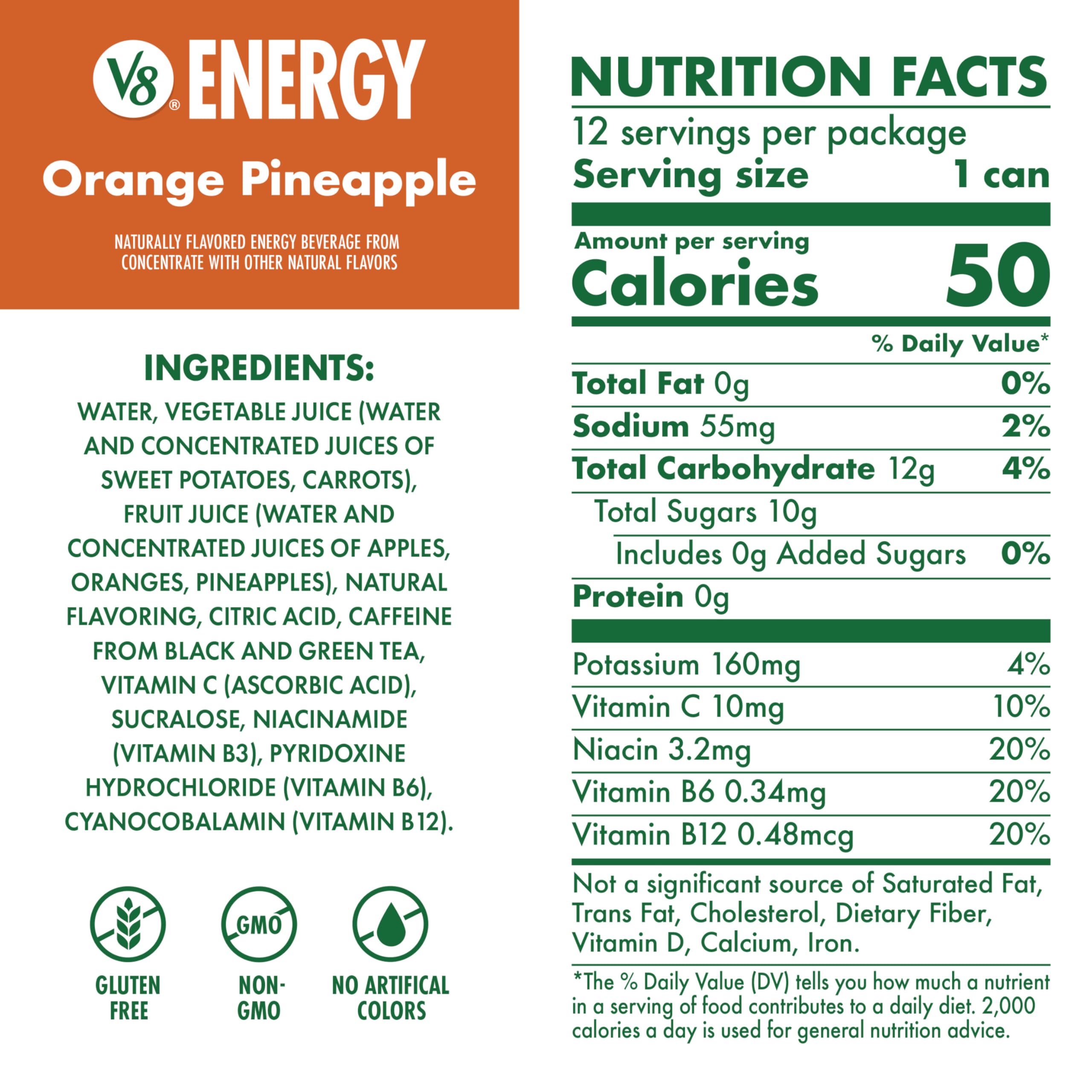 V8 Energy Orange Pineapple can pour with refreshing taste and energy.