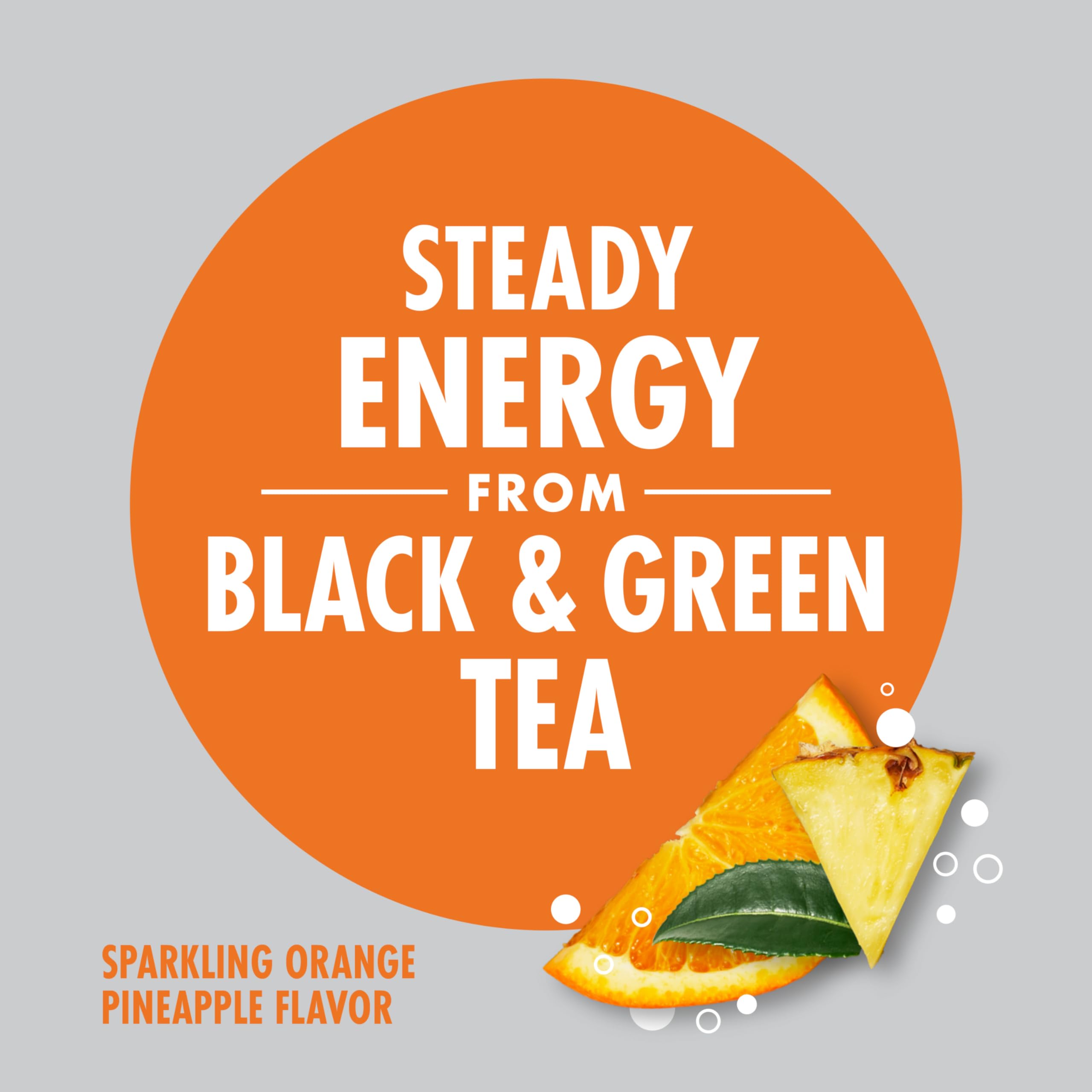 V8 +Energy orange pineapple 12-pack box on shelf for convenient plant-powered energy.