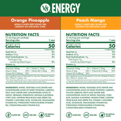 V8 Energy Peach Mango can, tropical flavor and steady energy