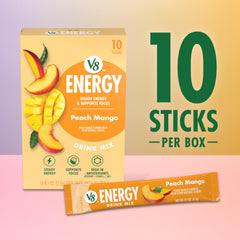 V8 Energy Peach Mango powder dissolving quickly in water.