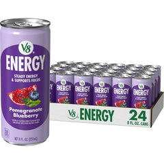 V8 Energy Pomegranate Blueberry can front view for on-the-go caffeine boost.