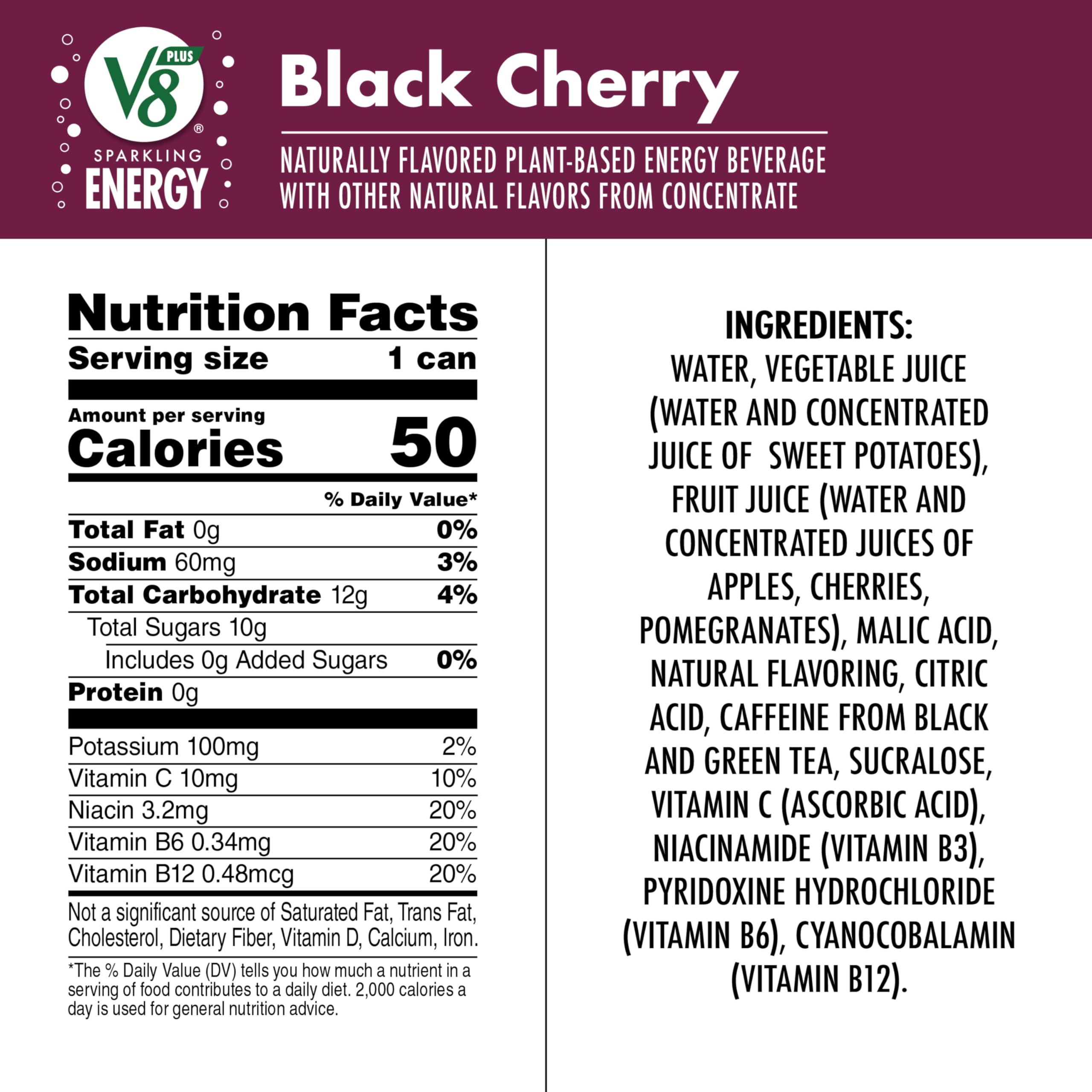 Back label shows caffeine and nutrition details for an informed choice.