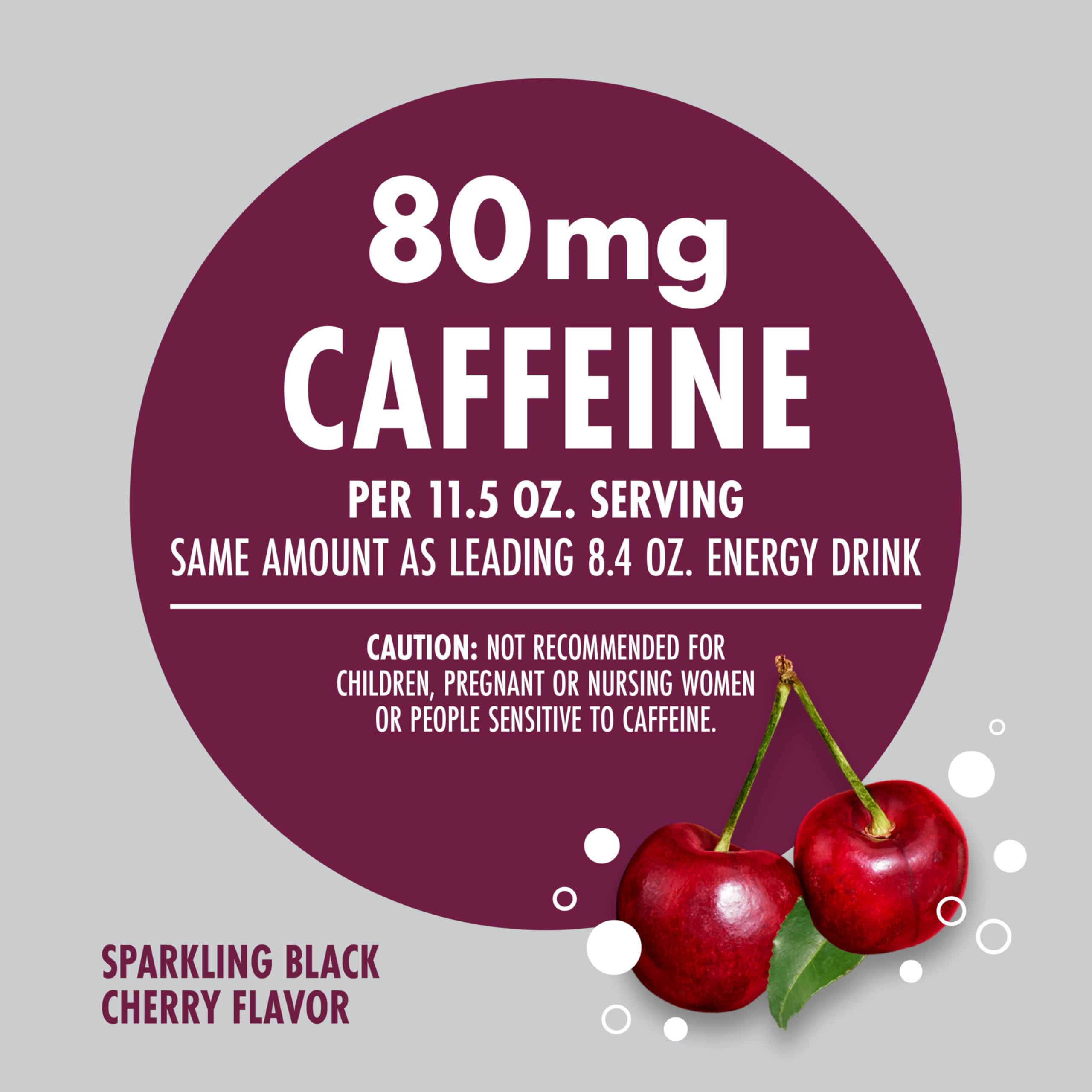 Morning boost concept with a glass of V8 +Energy Sparkling Black Cherry.