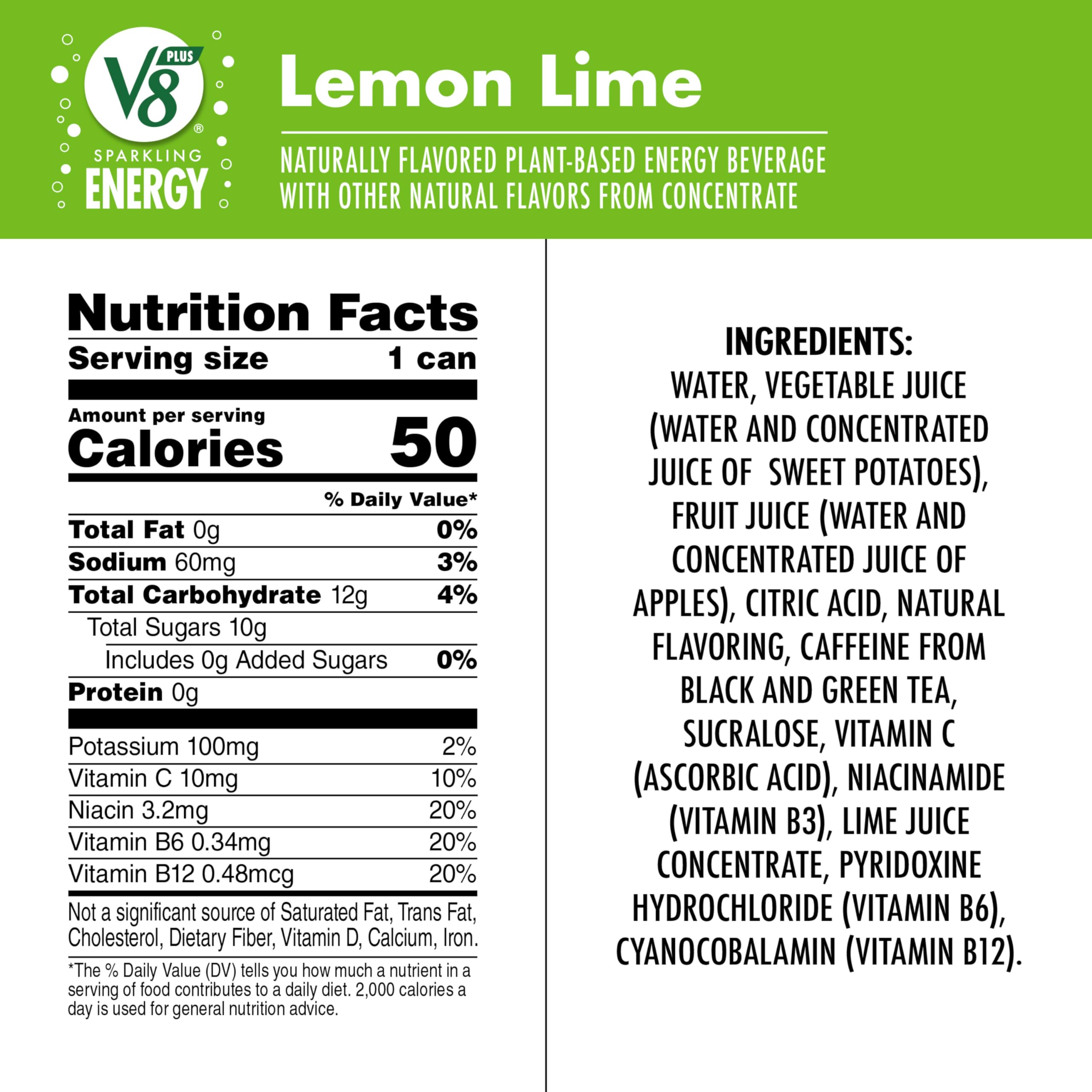 Tea-based caffeine boost in V8 Energy from black and green tea
