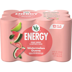 V8 Energy Watermelon Guava can front view with fruity energy boost.